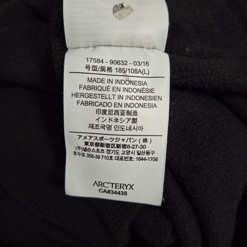 Arc'teryx Men's Large Delta LT Half Zip Waffle Polartec Fleece Black Base Layer - Picture 6 of 8